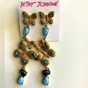 Betsey Johnson Buggin Out Butterfly Linear Earrings New